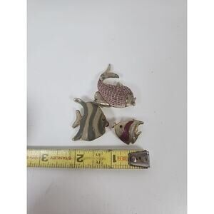 3 vintage fish brooch